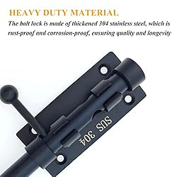 6in Slide Bolt Gate Latch 304 Stainless Steel