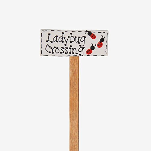 Miniature Garden Wooden Fairy Sign, Style Options, Ladybug Crossing