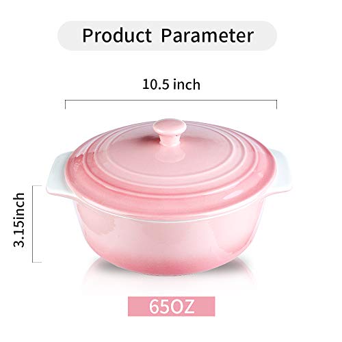 pink casserole dish with lid