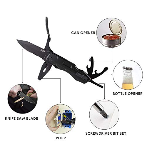R&T Multitool Plier Pocket Knife Multitools - Multi Plier - Multi-Purpose Folding Pliers Tool with Durable Stainless Steel - with Nylon Sheath - Thumbnail 5