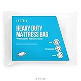 LUCID Heavy Duty 3 mil Mattress Bag with Double Adhesive Closure - Sealable Cover for Moving and Storage - King