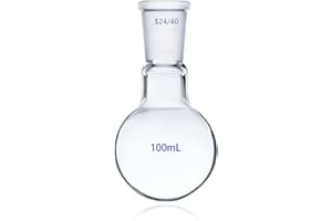 Deschem 100ml 24/40 Round Bottom Glass Flask 1-Neck Lab Single Neck Ground Joint Boiling Bottle RBF