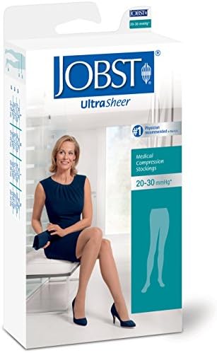 Jobst Ultrasheer 20-30 Waist High Closed Toe Compression Maternity Pantyhose Classic Black Large