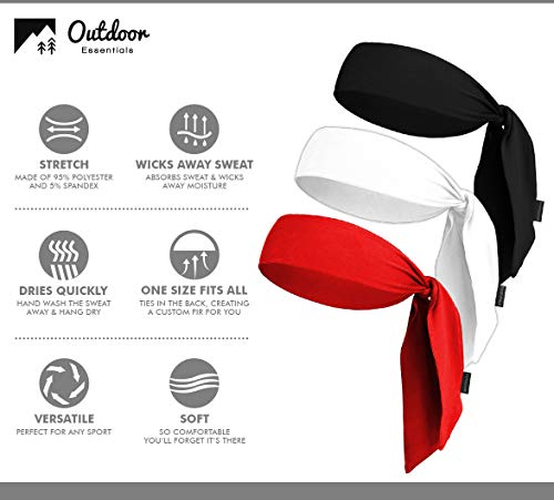 Head Tie & Sports Headband - Keep Sweat & Hair Out of Your Face - Ideal for Running, Working Out, Tennis, Karate, Athletics & Pirates. Performance Stretch & Moisture Wicking