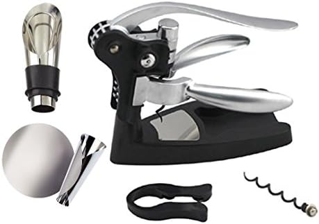 Rowpa Premium Rabbit Wine Bottle Opener Corkscrew Set, Stand, Extra Screw, Foil Cutter, Pourer & Drip Stop Incl