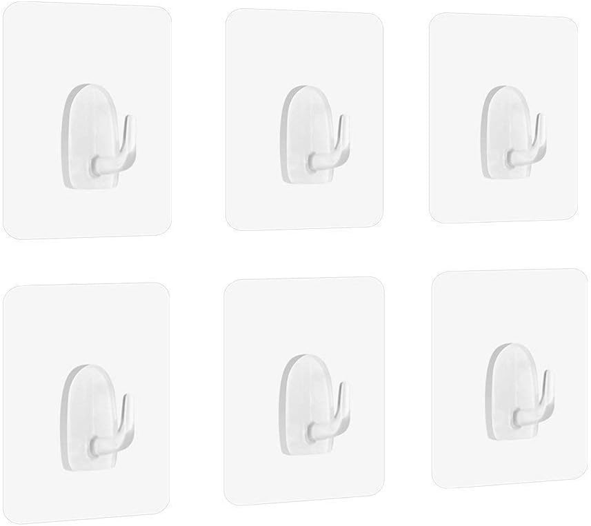 Sinye 6pk Anti-Skid Adhesive Wall Hooks Heavy Duty No Trace Nail Free Reusable