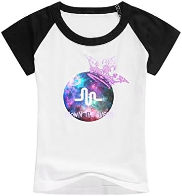 Justfly Little Boys Girls Musically crown the queen Cotton Raglan T-shirt XL Black