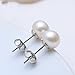 Sterling Silver White Freshwater Cultured Pearl Button Stud Earrings (6-6.5mm)…