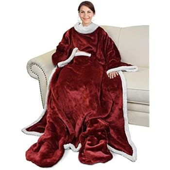 Amazon.com: Catalonia Sherpa Wearable Blanket with Sleeves ...
