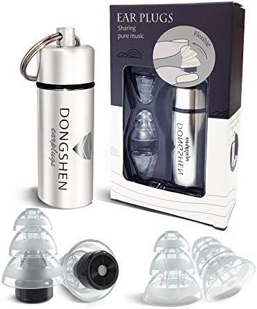 Noise Cancelling Ear Plugs DONGSHEN Reusable Silicone Ear plugs with Aluminium Box Hearing Protection, earplugs Ideal for Concert,Clubs,Drumming,Sleeping,working Etc.