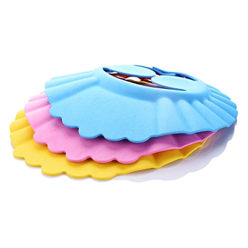 Formemory 3Pcs Baby Bath Earmuffs Shampoo Cap, Children's Safe Shampoo Shower Bathing Protection Adjustable Waterproof Bathing Cap