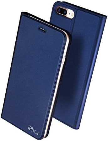 iPhone 8 Plus Case, IPHOX iPhone 7 Plus Flip Case, [Blue] 8+ & 7+ Leather Case with  [Cash & Card Slots] [Kickstand] [Magnetic Closure] Folio Flip Slim Cover Case for iPhone 8 Plus & 7 Plus, D