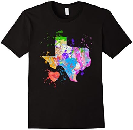 Men's Love Texas Shirt, I Love TX T-Shirt Graphic Paint Splat Tee Small Black