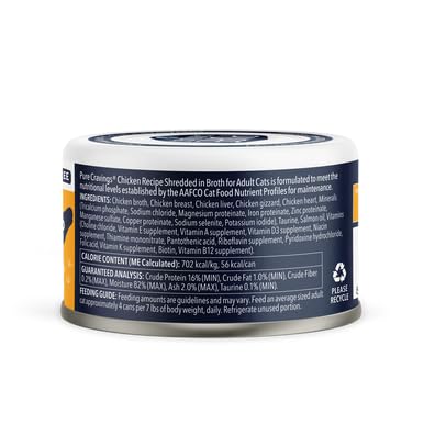 PURE CRAVINGS, CHICKEN RECIPE WITH ORGAN MEATS SHREDDED IN BROTH CANNED CAT FOOD, 3 OUNCE