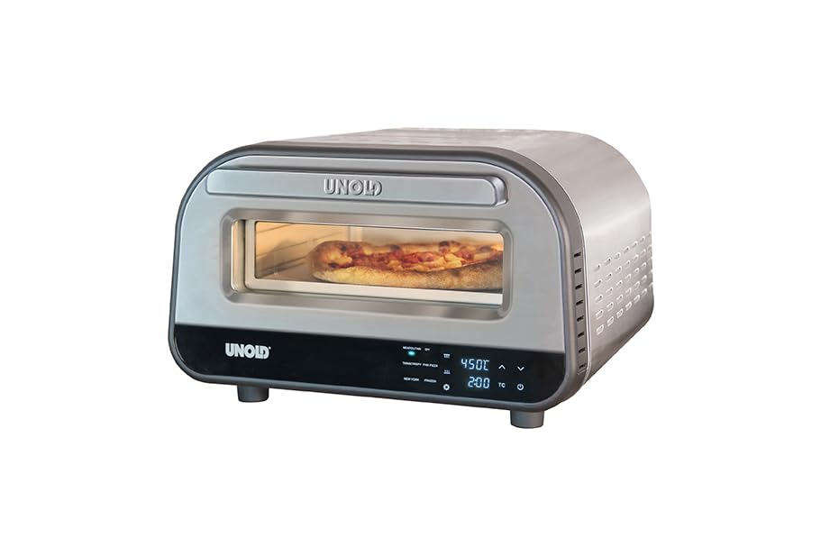 Unold Pizzaofen LUIGI 68816 | Elektrischer Pizza Ofen aus rostfreiem Edelstahl mit Pizzastein mit bis zu 450°C, nur ca. 2 Minuten Backzeit, energiesparend, 1.700 Watt 2