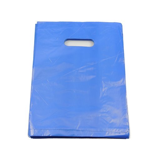 UPC 610395322962, 100 x Small Blue Punch Out Handle Gift Fashion Party Market Plastic Carrier Bags 7.25&quot; X 10&quot;