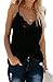 Women's Lace Cami Tank Top Racerback with Adjustable Spaghetti Strap (Medium, Black)