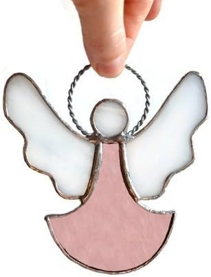 Stained Glass Guardian Angel Ornament for Window Hanging or Wall Decor - Christian Suncatcher