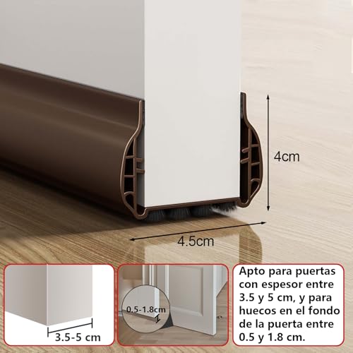 ISTENTINFY Guardapolvo y Protector para Puerta, 2 Piezas Cubre Polvo y Tira de Sellado para Puerta Exteriores e Interiores, Reduce el Ruido, Bloquea el Polvo y el Aire Frío, Marrón
