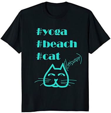Yoga Beach Cat Humorous Standard T-Shirt by Pelari Design