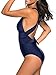 Zity Women Sexy V Neck One Piece Swimsuit Solid Backless Swimwear