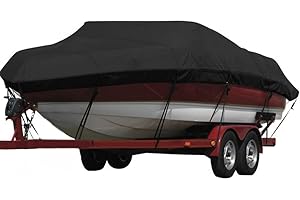 Seamander Heavy Duty Polyester Boat Cover, Marine Grade, Waterproof - Fits V-Hull, Tri-Hull, Fish & Ski, Runabout Bowrider Boats, 23' - 24' Length