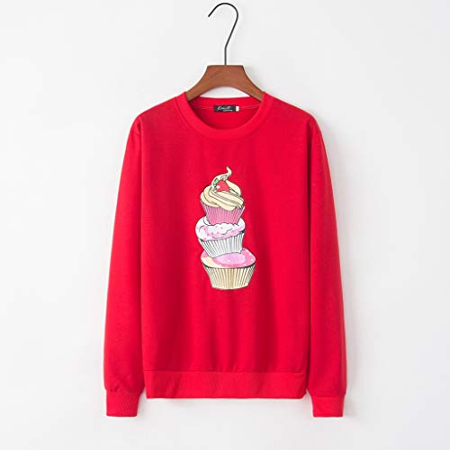 Goddesslili Womens Tops, Cute Cupcake Cartoon Print Loose Long Sleeve Sweatshirt Blouses for Girls Ladies Casual Office Wear, 2019 New Back to School Supplies, Multi Colors