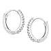 Mia Sarine Women Single Row Round Cut Cubic Zirconia Huggie Hoop Earrings in Sterling Silver
