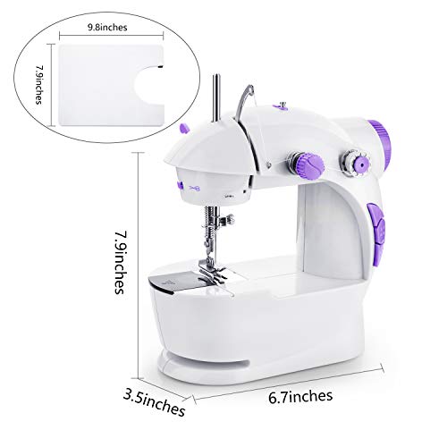 Joypea Mini Portable Sewing Machine with Extension Table,Adjustable Double Speed Crafting Mending Machine with Foot Pedal,for Household Kids Beginners - Thumbnail 3