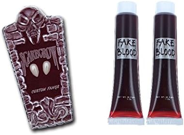 Scarecrow Custom Small Vampire Fangs And Blood Halloween Fancy Dress Accessory Set