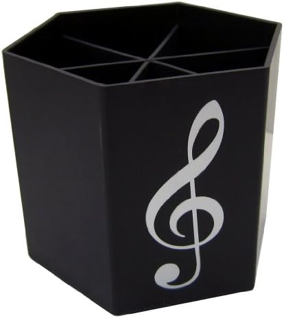 Music Themed Black Treble Clef Hexagon Pen Holder