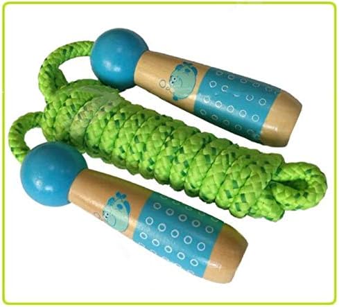 NA2 Kids Jump Rope Adjustable, Cotton Jump Rope for Kids with Wooden Handles, Childrens Skipping Ropes for Boys and Girls Exercise Fitness Training, Workout - 7 Feet