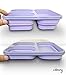 Wamery Bento Box for Kids & Adults - 3 Portion Control Compartment Bpa Free Food-Grade Silicone Lunch Box with Leakproof Airtight Plastic Lid - Microwave Freezer, Dishwasher Safe