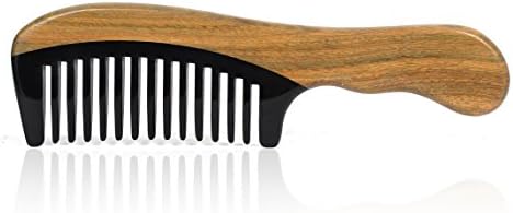 Green Sandalwood Handmade Wide Tooth Wooden Ox Horn Combs
