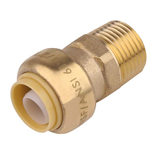 Straight Connector Plumbing Fitting, Male, 1/2 Inch by 1/2 Inch, MNPT, PEX Fittings, Push-to-Connect, Copper, CPVCï¼ŒPack of 5