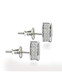 SENTERIA Iced Out - Pendientes de tuerca con circonita cúbica de plata de ley 925, chapados en oro de 18 quilates, para hombres y mujeres, hipoalergénicos, para hombre, hipoalergénicos, joyería Hip Hop