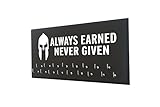 Race bib and Medal Display - Spartan Helmet - Always Earned Never Given - Medal Holder for Runners - Greece - Medal Hanger for Runners - Runner's Gear - Runner's Accessories - Runner's Gift