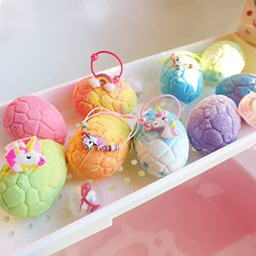 Unicorn Bath Bombs Gift Set with Jewelry Inside, 9 Pack Organic Kids