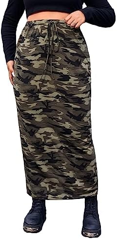 Amazon.com: ksotutm Camo Skirt Midi Skirt Cargo Skirt Pocket Skirt