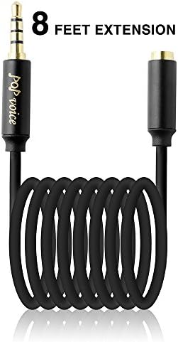 PoP voice 8 Feet 3.5mm TRRS Male to Female Stereo Audio Microphone Headphone Extension Cable