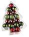 Clever Creations Green & Red 34 Piece Shatterproof Christmas Tree Ornament Festive Holiday Decor | 60mm Balls Christmas Trees | Festive Tree Shaped Package