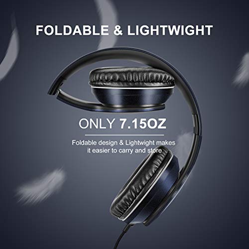 LORELEI X6 OverEar Headphones with Microphone, Lightweight Foldable