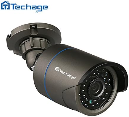 Techage 48V/12V 1080P POE Home Surveillance Security Camera with Audio/Night Vision/Motion Detection/Email Alert/Remote View, Grey
