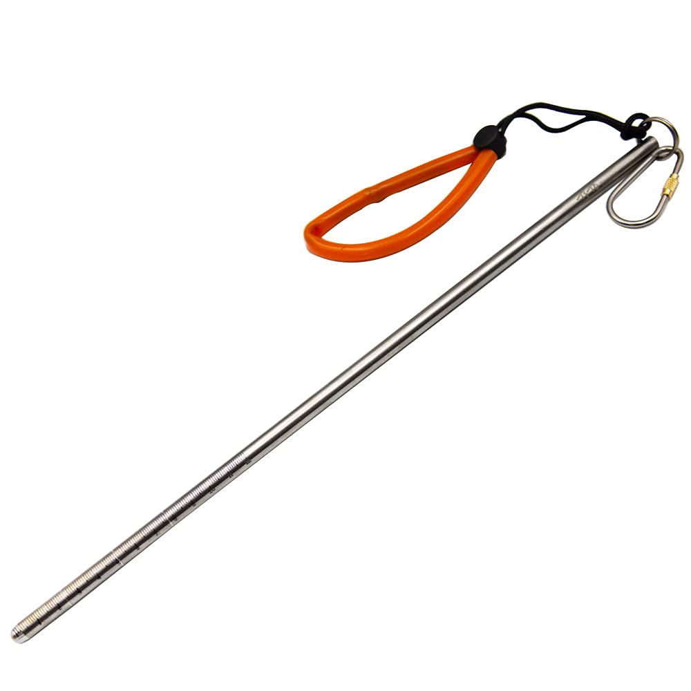 TITO Titanium Scuba Diving 14''/35cm Titanium alloy Lobster Tickle Pointer Stick/Measurement & Lanyard (Titanium color)