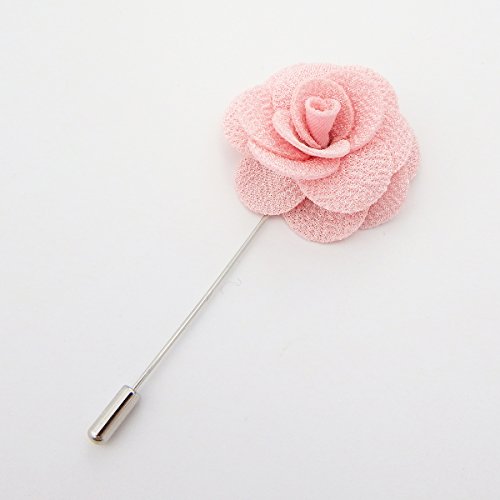 RareLove 12pcs White Lapel Pin Rose Wedding Boutonniere Set For Men Flower (pale pink)