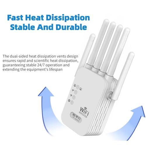 Lullaxx Wifi Extender,Wifi Repeater, Wifi Signal Booster,1200M Dual-Band Enhanced Repeater, Wireless Signal Amplifier, 2.4 & 5.8G High-Power Ap Router.Easy Settings（6-Antenna White）