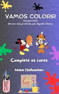 Livro Colorindo Haloween : sao paginas encantadoras que despertam a vontade de terminar de colorir, ajudando na imaginação da criança