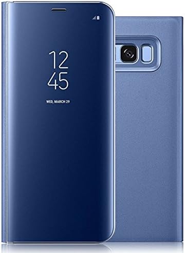 For Galaxy Note 5 Case,Ultra-thin Translucent Mirror Clear Luxury Shockproof Protective Metal Aluminum Flip Stand Cover Case for Samsung Galaxy Note 5 Blue