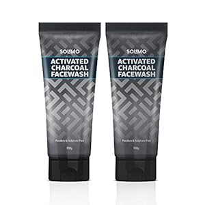 Amazon Brand – Solimo Charcoal Facewash with Scrub (Pack of 2)
