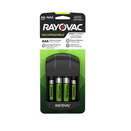 el cargador de baterías rayovac aa y aaa nimh incluye 4 baterías recargables rayovac aa de 1350mah